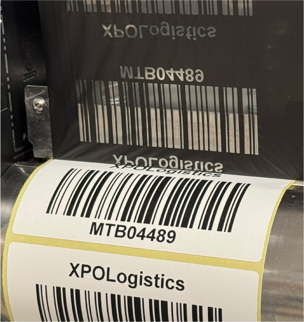 Thermal transfer printer in operation
