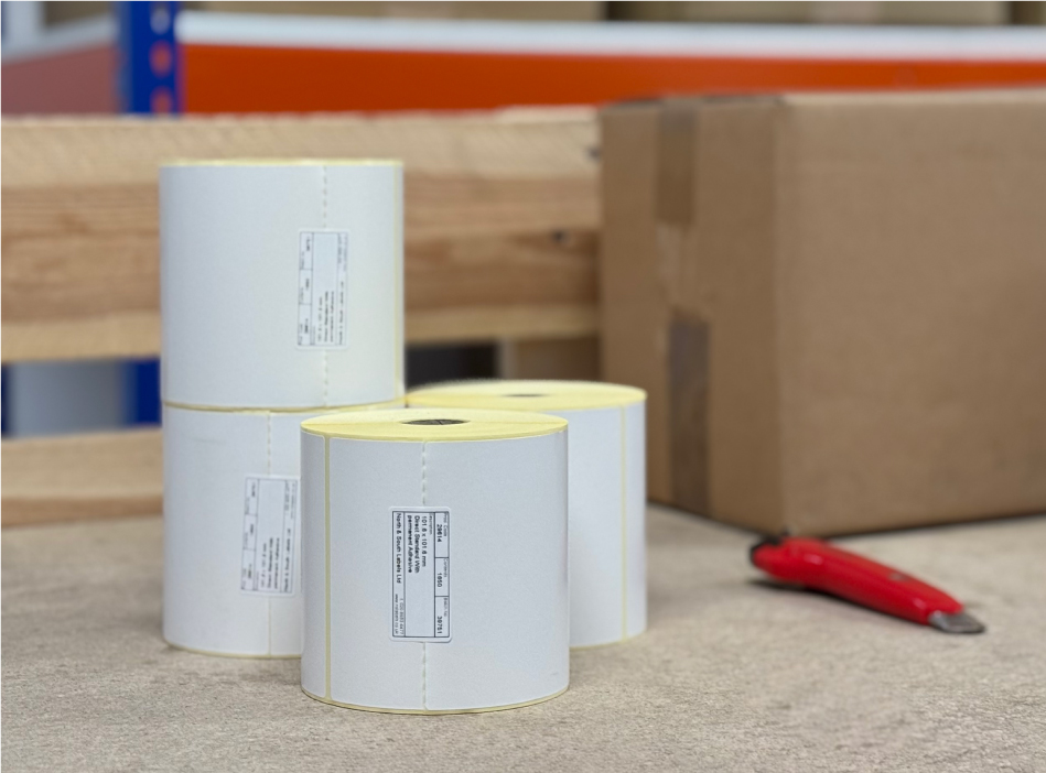Plain white direct thermal label rolls