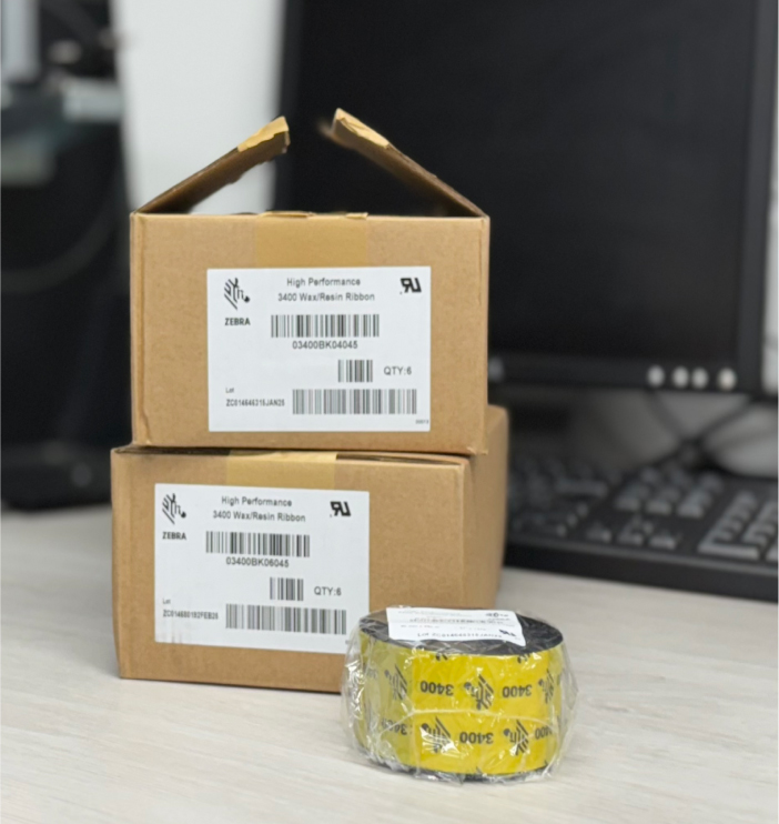 Wax, wax-resin and resin thermal transfer ribbon rolls